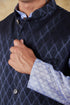 Veshbhoshaa Bluesaanchi Men'S Jacquard Blue Waistcoat