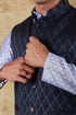 Veshbhoshaa Bluesaanchi Blue Jacquard Waistcoat Set