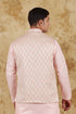 Veshbhoshaa Bluesaanchi Men'S Jacquard Light Peach Waistcoat