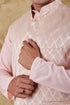 Veshbhoshaa Bluesaanchi Men'S Jacquard Light Peach Waistcoat