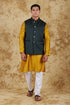 Veshbhoshaa Bluesaanchi Golden Jacquard Waistcoat Set