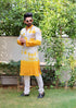 Kzari Yellow Batik Print Kurta with Self-Embroidery