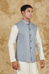 Veshbhoshaa Bluesaanchi Men'S Cotton Blend Dobby Printed Light Green Waistcoat
