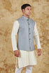 Veshbhoshaa Bluesaanchi Cream Waistcoat Set