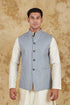 Veshbhoshaa Bluesaanchi Men'S Cotton Blend Dobby Printed Light Green Waistcoat