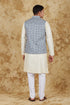 Veshbhoshaa Bluesaanchi Cream Waistcoat Set