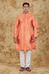 Veshbhoshaa Bluesaanchi Orange Jacquard Waistcoat Set
