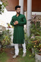 Kzari Green Self-Embroidered Kurta with Sequence