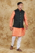 Veshbhoshaa Bluesaanchi Orange Jacquard Waistcoat Set