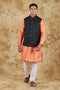 Veshbhoshaa Bluesaanchi Orange Jacquard Waistcoat Set