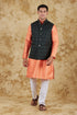 Veshbhoshaa Bluesaanchi Orange Jacquard Waistcoat Set