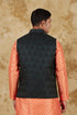 Veshbhoshaa Bluesaanchi Men'S Jacquard Dark Green Waistcoat