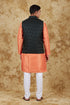 Veshbhoshaa Bluesaanchi Orange Jacquard Waistcoat Set