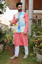 Kzari Cotton Silk Embroidered Kurta with Multiprint Basecoat