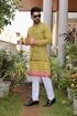 Kzari Green Printed Kurta with Vibrant Basecoat