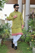 Kzari Green Printed Kurta with Vibrant Basecoat