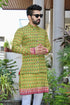 Kzari Green Printed Kurta with Vibrant Basecoat
