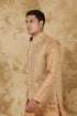 Veshbhoshaa Bluesaanchi Men'S Cotton Blend Khaki Mirror Embroidered Waistcoat