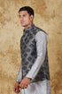 Veshbhoshaa Bluesaanchi Men'S Jacquard Grey Waistcoat