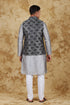 Veshbhoshaa Bluesaanchi Bond Grey Jacquard Waistcoat Set