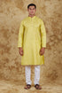 Veshbhoshaa Bluesaanchi Yellow Jacquard Waistcoat Set