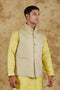 Veshbhoshaa Bluesaanchi Men'S Jacquard Yellow Waistcoat