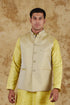 Veshbhoshaa Bluesaanchi Men'S Jacquard Yellow Waistcoat