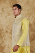 Veshbhoshaa Bluesaanchi Men'S Jacquard Yellow Waistcoat