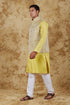 Veshbhoshaa Bluesaanchi Yellow Jacquard Waistcoat Set