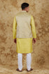 Veshbhoshaa Bluesaanchi Yellow Jacquard Waistcoat Set