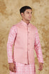 Veshbhoshaa Bluesaanchi Men'S Jacquard Pink Waistcoat