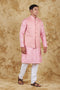 Veshbhoshaa Bluesaanchi Pink Jacquard Waistcoat Set