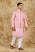 Veshbhoshaa Bluesaanchi Pink Jacquard Waistcoat Set