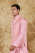 Veshbhoshaa Bluesaanchi Men'S Jacquard Pink Waistcoat