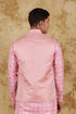 Veshbhoshaa Bluesaanchi Men'S Jacquard Pink Waistcoat