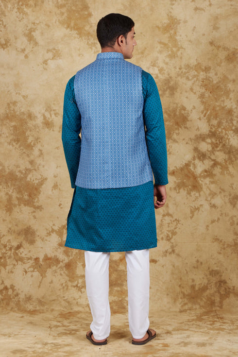 Veshbhoshaa Bluesaanchi Blue Waistcoat Set