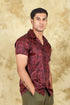 Veshbhoshaa Bluebird Cotton Blend Comfort Red Printed Shirt For Men