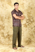 Veshbhoshaa Bluebird Cotton Blend Short Brown Printed Shirt For Men