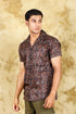 Veshbhoshaa Bluebird Cotton Blend Short Brown Printed Shirt For Men