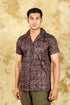 Veshbhoshaa Bluebird Cotton Blend Short Brown Printed Shirt For Men