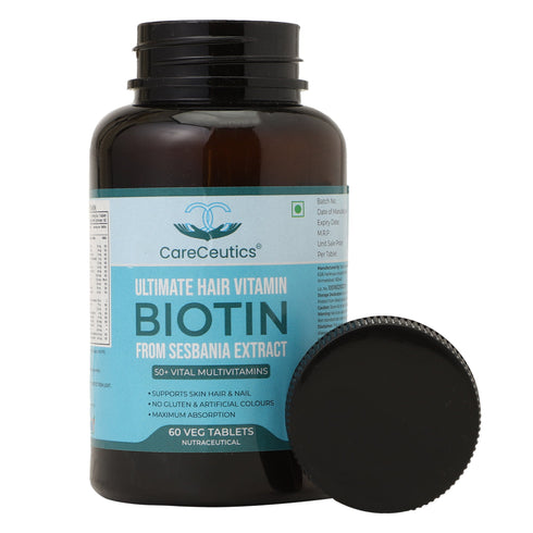 Style Make CareCeutics Ultimate Hair Vitamin for Men & Women with 50 Multivitamins Reduce Hair Loss and Promote Regrowth with Biotin from Sesbania Extract 60 Tablets