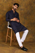 Veshbhoshaa Bluesaanchi Men'S Navy Blue Zari Embroidery Kurta Pyjama