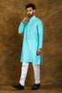 Veshbhoshaa Bluesaanchi Men'S Light Blue Zari Embroidery Kurta Set