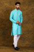 Veshbhoshaa Bluesaanchi Men'S Light Blue Zari Embroidery Kurta Set