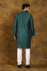 Veshbhoshaa Bluesaanchi Men'S Dark Green Zari Kurta Set