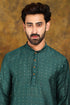 Veshbhoshaa Bluesaanchi Men'S Dark Green Zari Kurta Set