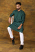 Veshbhoshaa Bluesaanchi Men'S Dark Green Zari Kurta Set