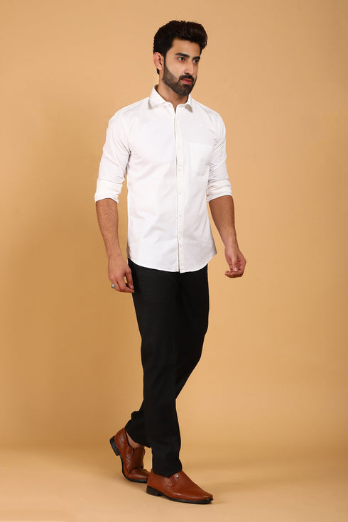 Veshbhoshaa Bluebird Men'S White Premium Satin Shirt