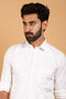 Veshbhoshaa Bluebird Men'S White Premium Satin Shirt