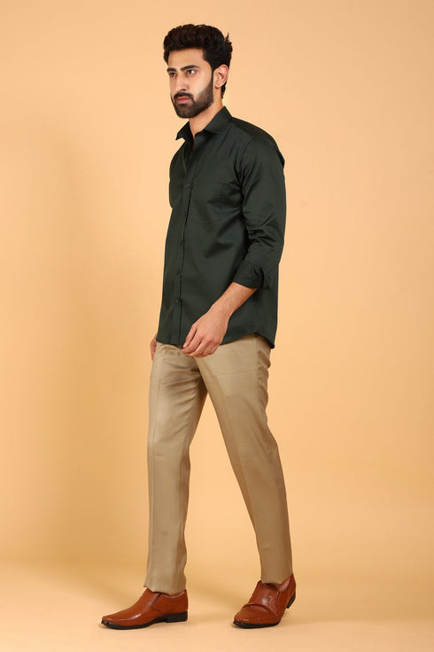 Veshbhoshaa Bluebird Men'S Dark Green Premium Satin Shirt